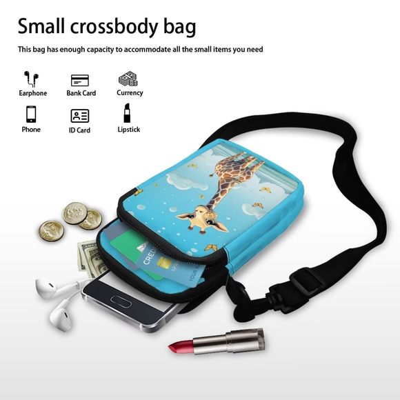 Cute Giraffe Crossbody Purse Cell Phone Bags Canvas Messenger Bags C :^) - Picture 6 of 6